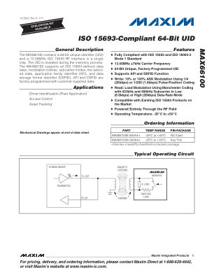 MAX66100 datasheet cover page