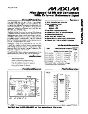 MAX183-MAX185 数据手册首页