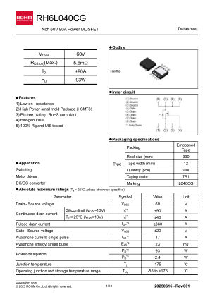 RH6L040CG 数据手册首页