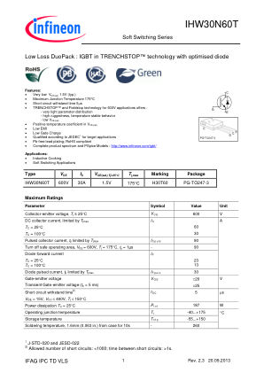 IHW30N60T-D10 datasheet cover page