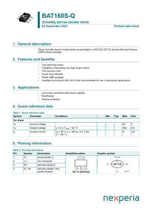 BAT160S-QX datasheet cover page