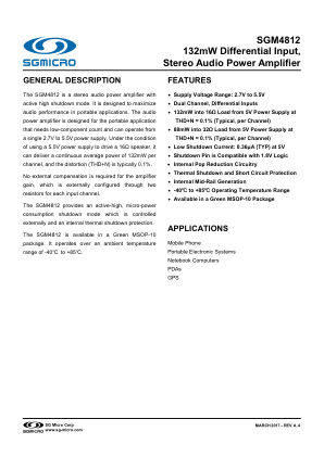 SGM4812 datasheet cover page