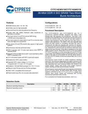CY7C1423KV18 datasheet cover page