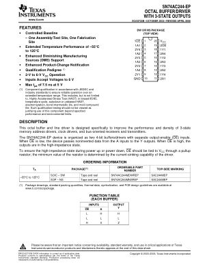 SN74AC244-EP datasheet cover page