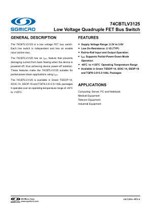 74CBTLV3125-BRIEF datasheet cover page