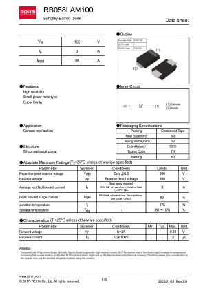 RB058LAM100TR 数据手册首页