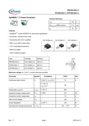 IPP-B-I70N12S3-11 数据手册首页