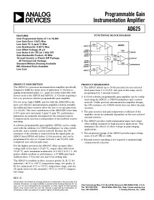 AD625 datasheet cover page