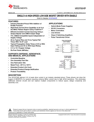 UCC27322-EP datasheet cover page