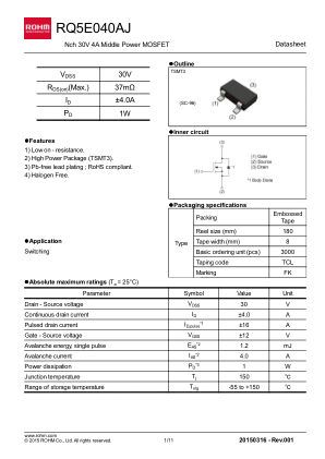 RQ5E040AJ 数据手册首页