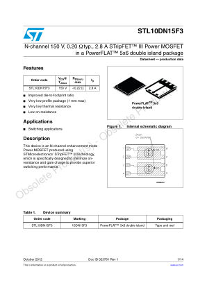 STL10DN15F3 数据手册首页