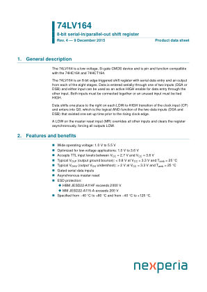 74LV164DB datasheet cover page