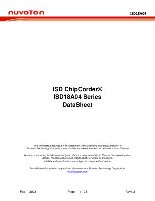 ISD18A04 datasheet cover page