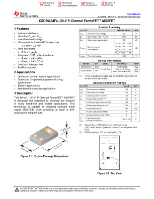 CSD25484F4 datasheet cover page
