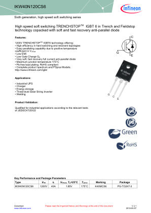 IKW40N120CS6 datasheet cover page