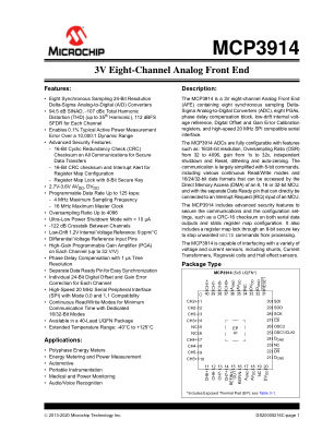 MCP3914A1T-E datasheet cover page