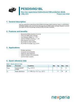 PESD5V0G1BLYL datasheet cover page