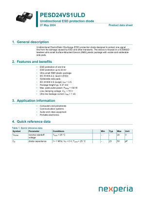 PESD24VS1ULD datasheet cover page