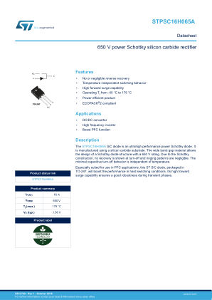 STPSC16H065A datasheet cover page