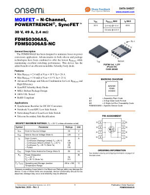 FDMS0306AS datasheet cover page