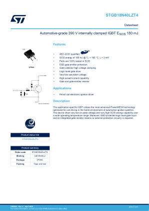 STGB18N40LZT4 datasheet cover page