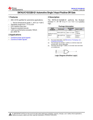 SN74LVC1G332B-Q1 数据手册首页