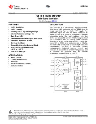 ADS1209 datasheet cover page