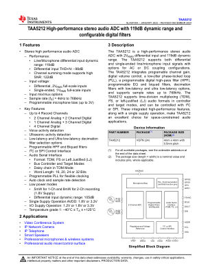 TAA5212 datasheet cover page
