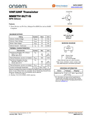 MMBT918LT1 数据手册首页