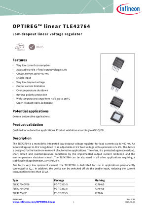 TLE42764 datasheet cover page