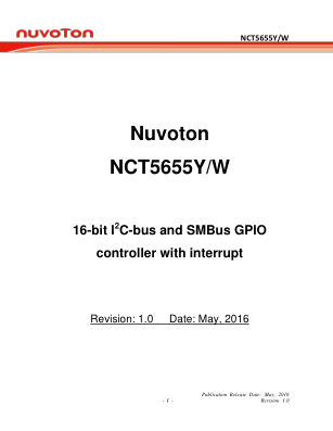 NCT5655W datasheet cover page