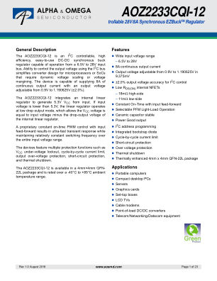 AOZ2233CQI-12 datasheet cover page