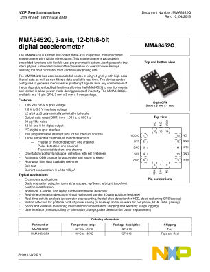 MMA8452Q datasheet cover page