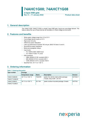 74AHC1G08GW165 datasheet cover page