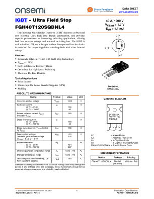 FGH40T120SQDNL4 数据手册首页