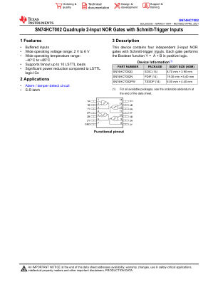 SN74HC7002 数据手册首页