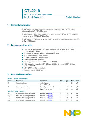 GTL2018 datasheet cover page