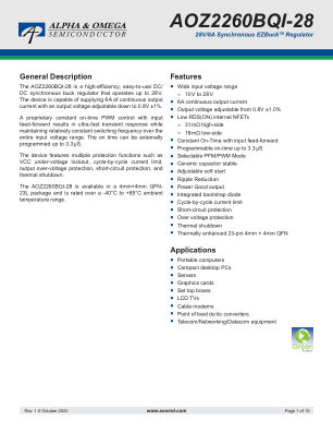 AOZ2260BQI-28 datasheet cover page