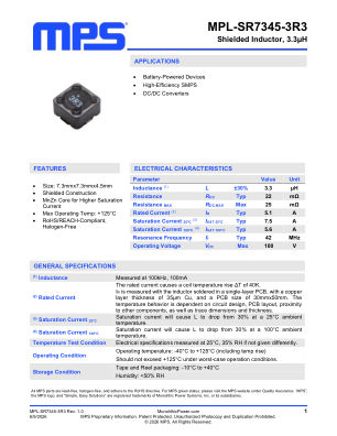MPL-SR7345-3R3 datasheet cover page