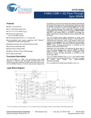 CY7C1338G datasheet cover page