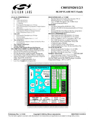 C8051F021-GQR 数据手册首页