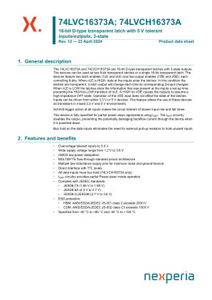 74LVC16373ADGG datasheet cover page