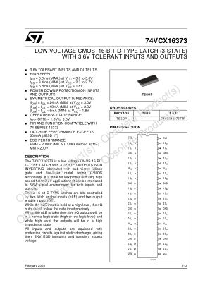 74VCX16373 datasheet cover page