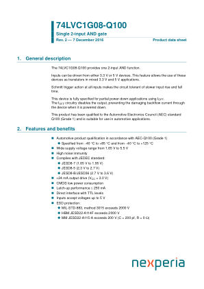 74LVC1G08GW-Q100 datasheet cover page