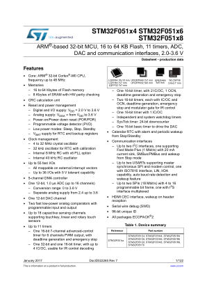 STM32F051C4 数据手册首页