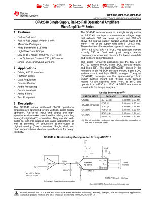OPA4340 datasheet cover page
