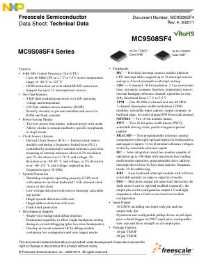 MC9S08SF4 数据手册首页