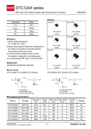 DTC124XE3 数据手册首页