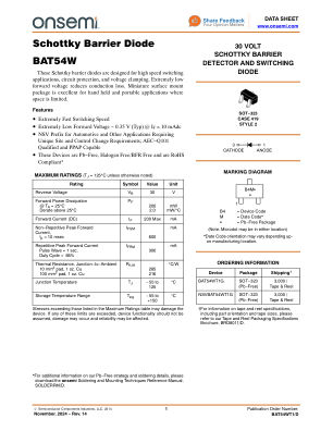 BAT54WT1 数据手册首页
