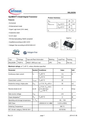 BSL202SN 数据手册首页